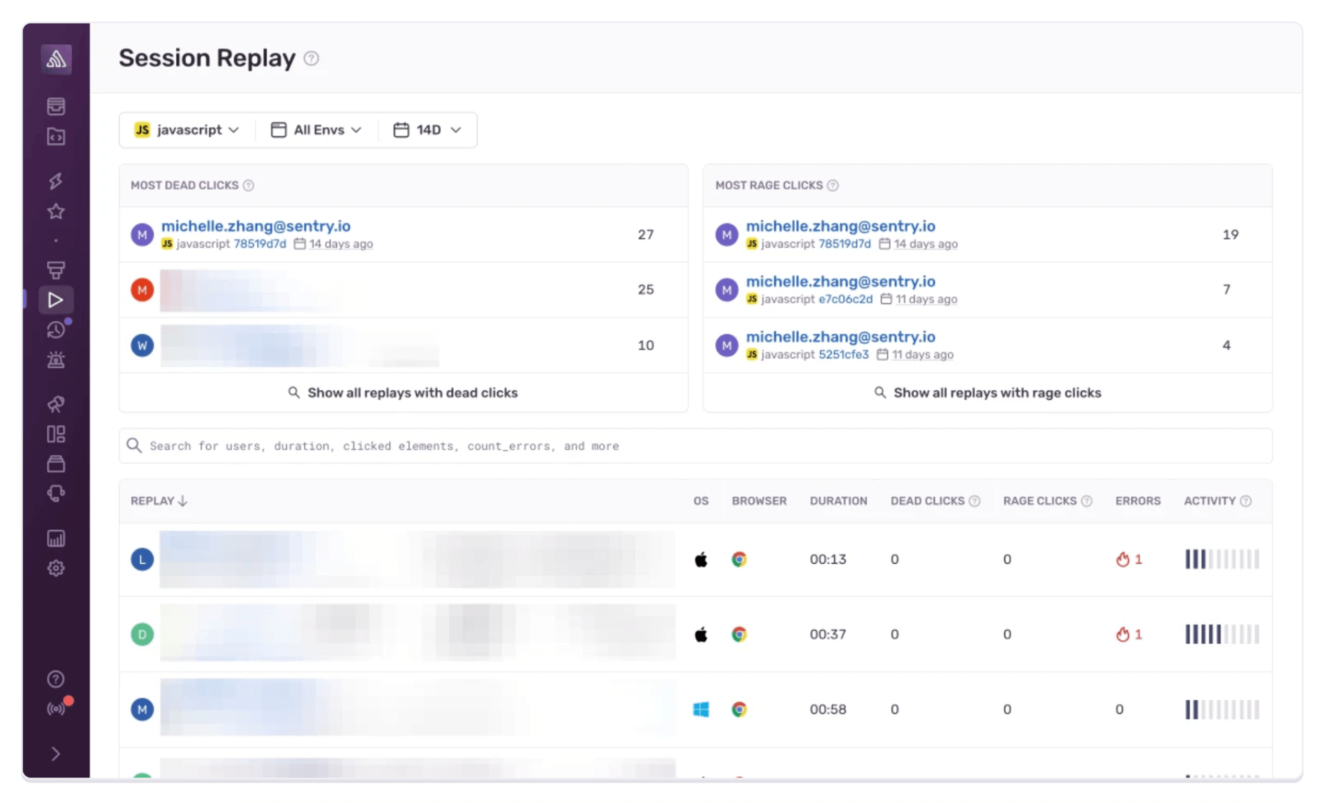 Session Replay Rage and Dead Clicks