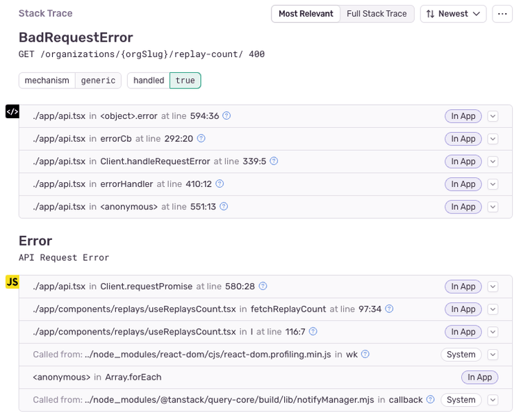 Sentry Linked Errors