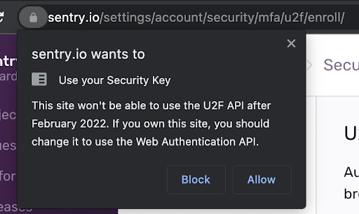 u2f-api warning