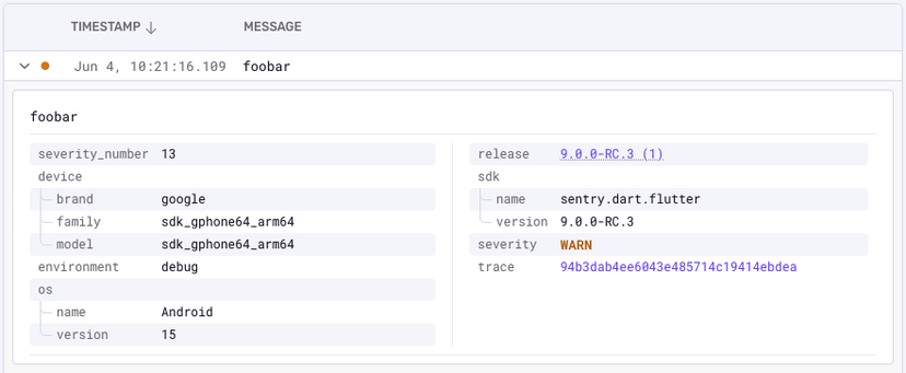 Logs (open beta) are connected to errors and traces in Sentry