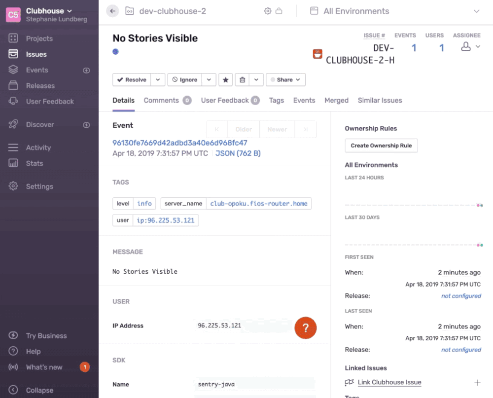 Creating a new clubhouse story