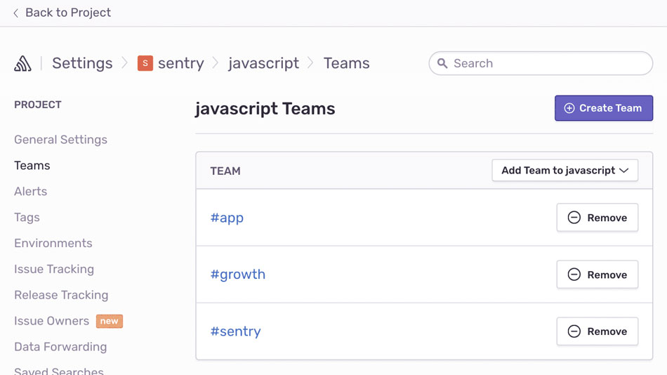 Teams in Sentry