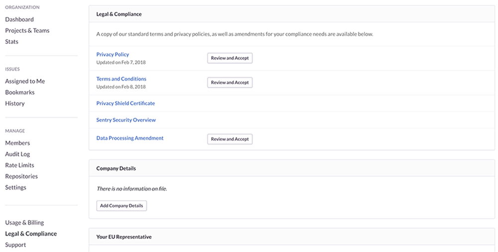 Legal & Compliance Page