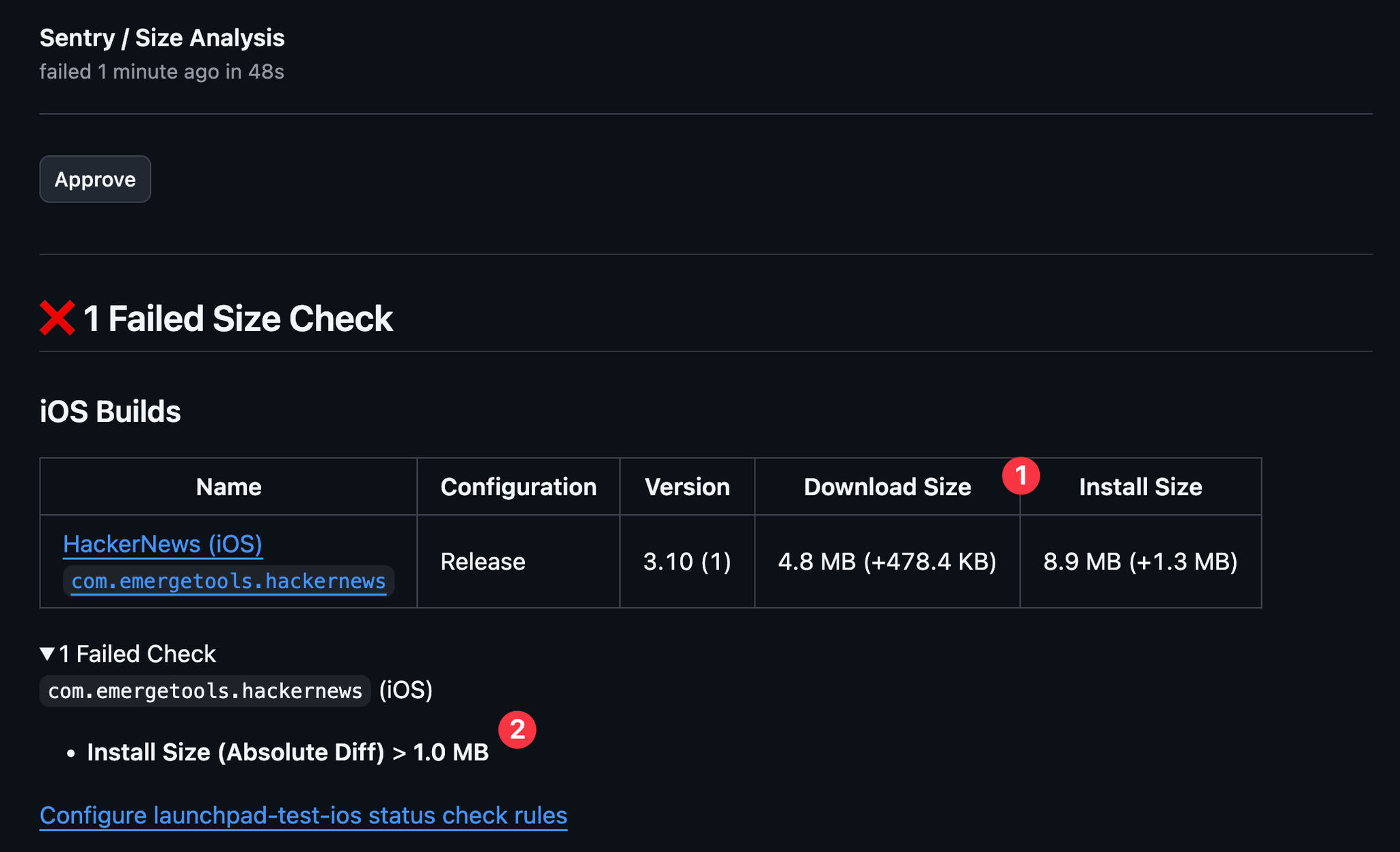Size Analysis Size Check
