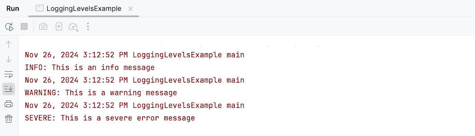import java.util.logging.Logger; output