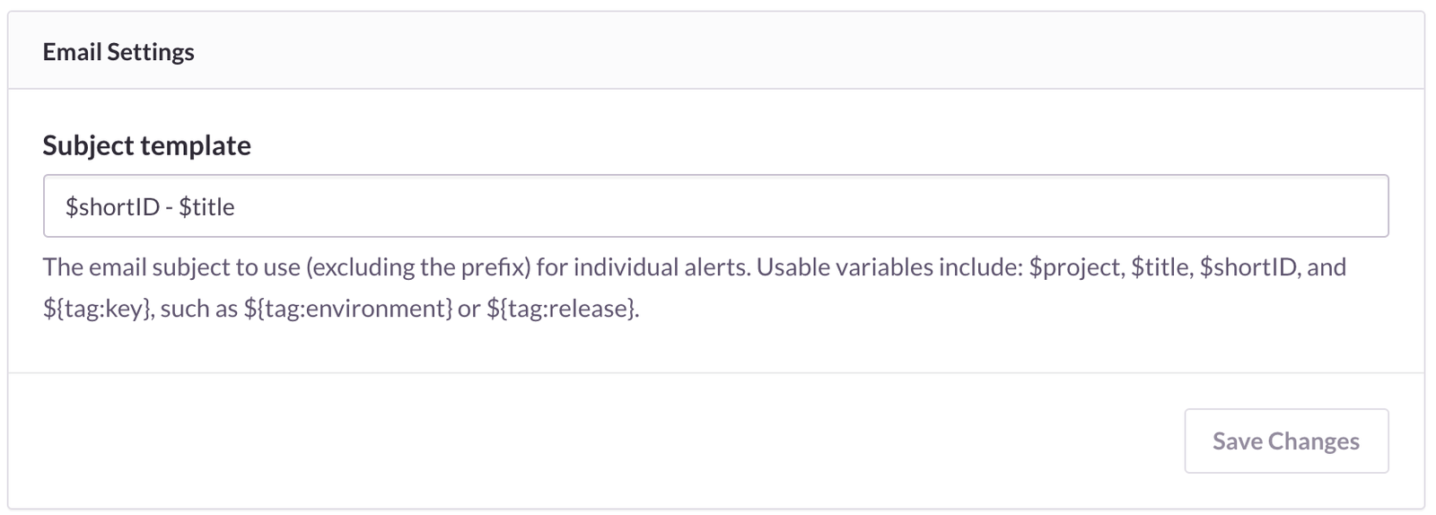 Subject line settings
