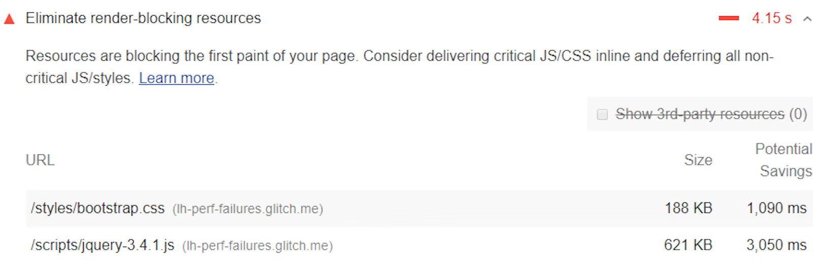 Eliminate Render Blocking Resources
