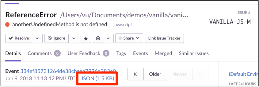 Check the JSON payload