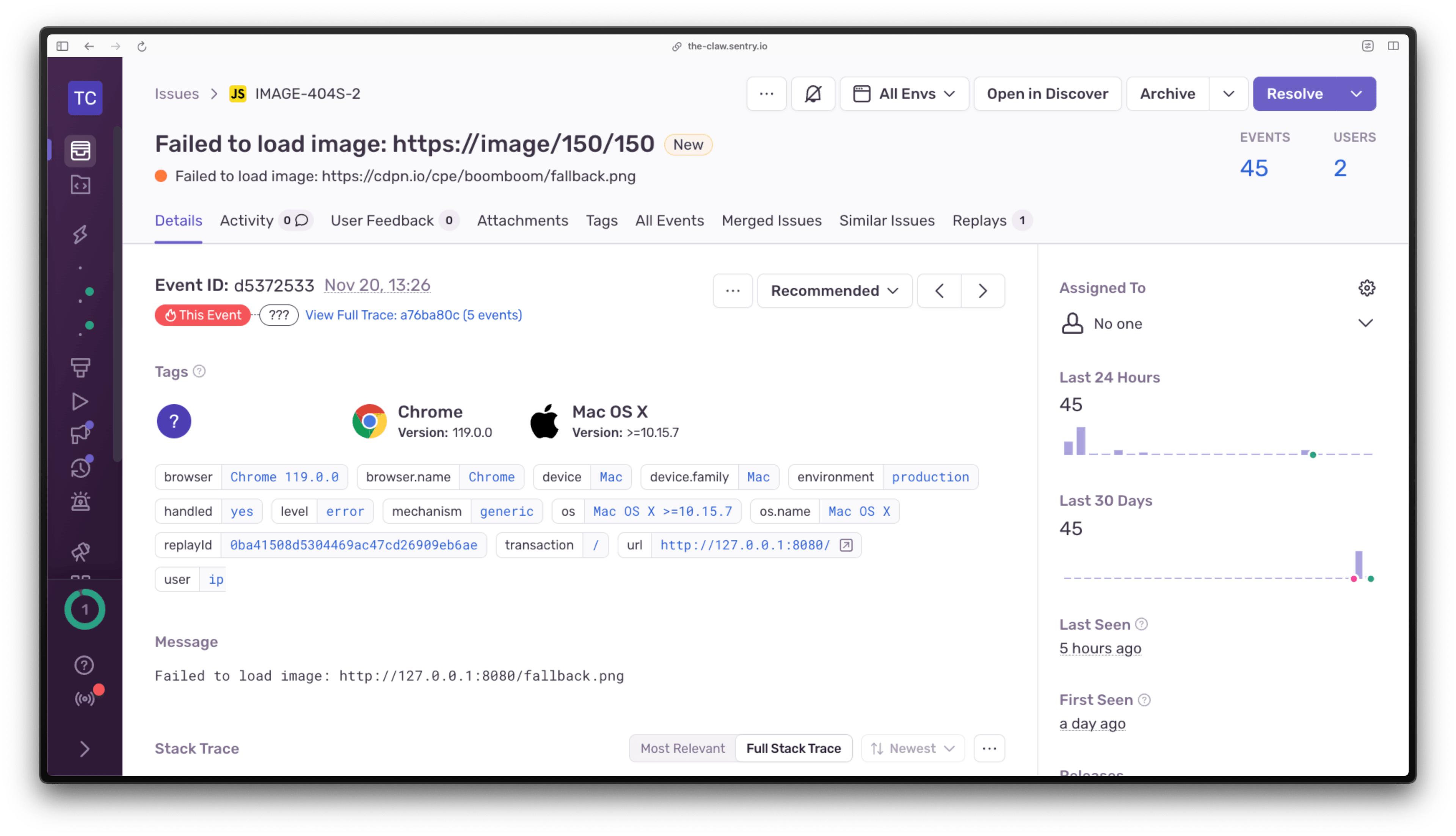 image load failure in sentry anon