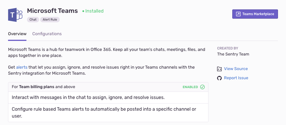 teams integration listing