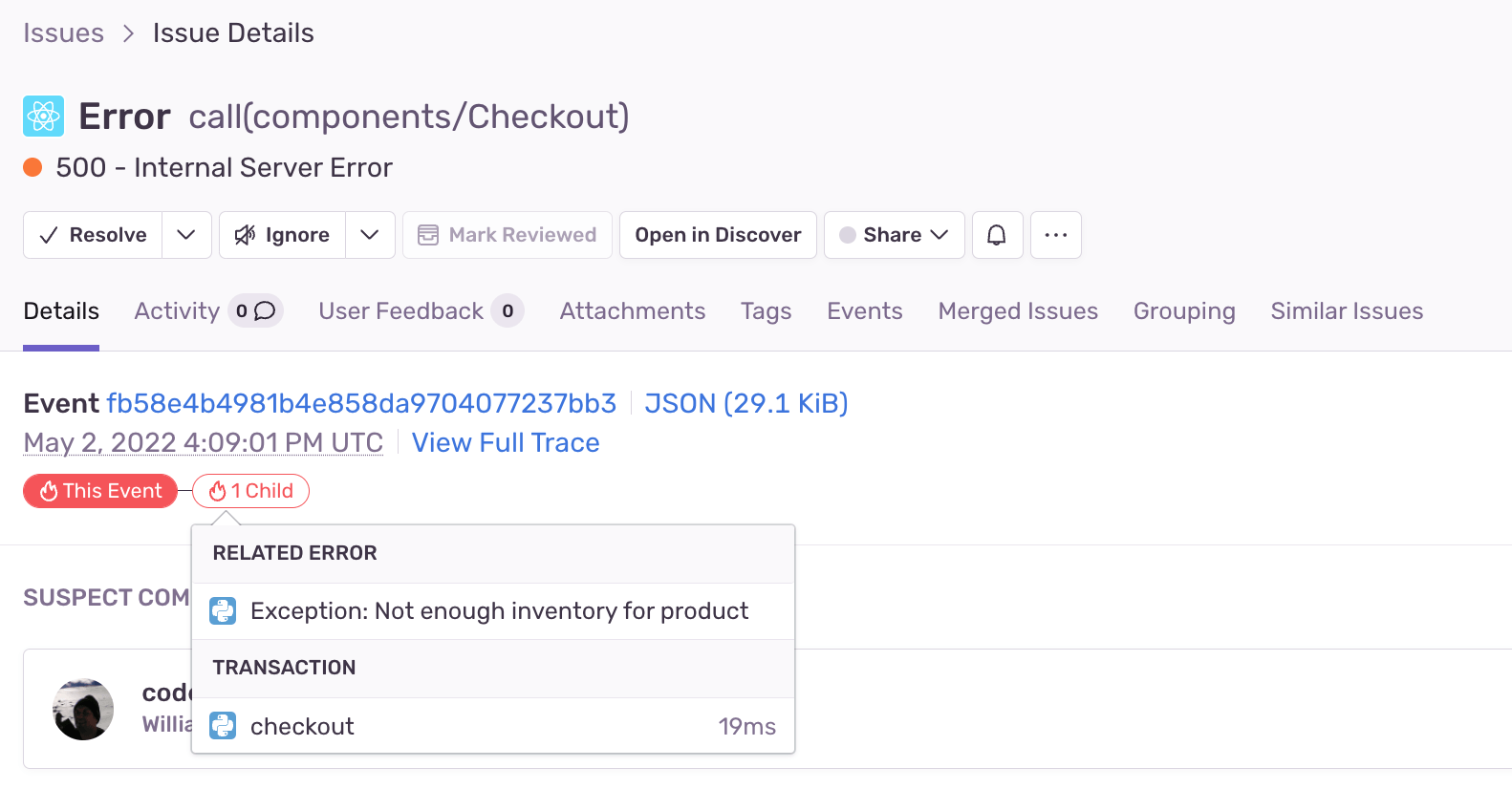 Issue Details Trace Navigator