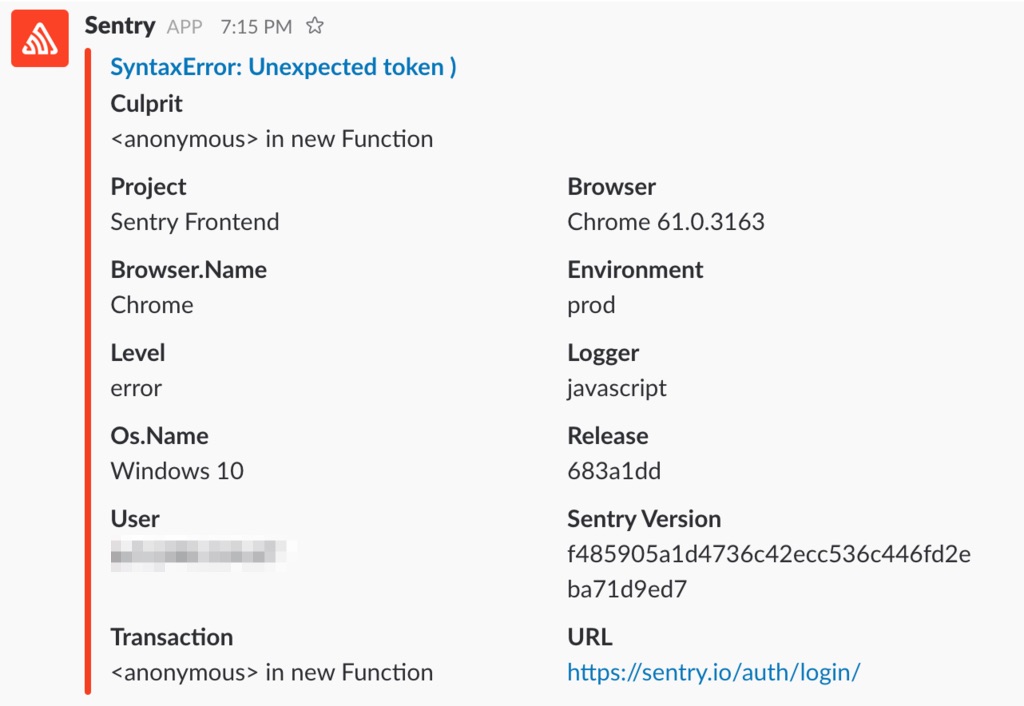 Slack notification