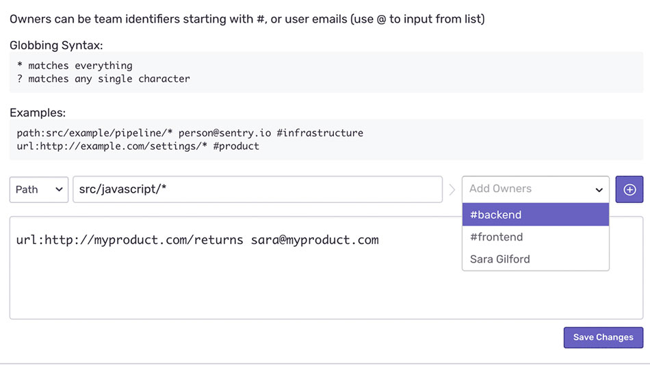 Issue owners setting in Sentry