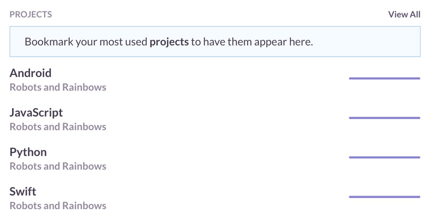 Project bookmarks