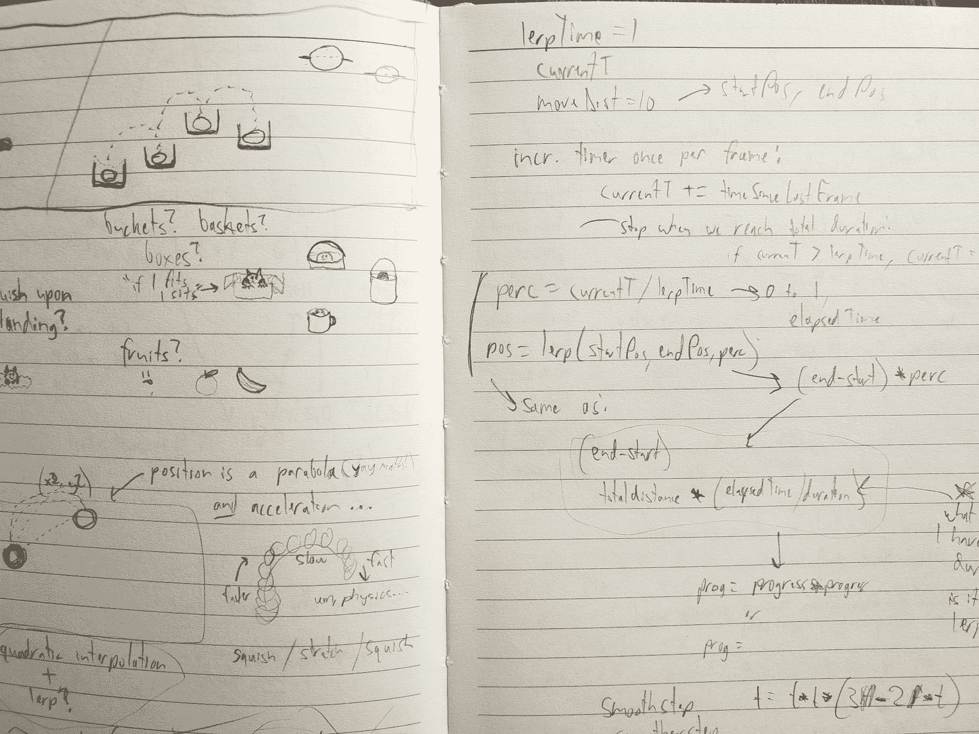 Liz Krane makes sketches on paper to work out Elm Pro Js problems before coding in Vim.