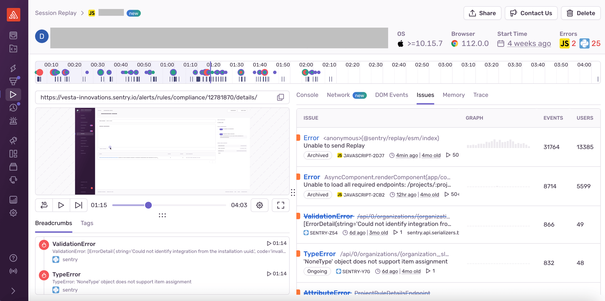 Session Replay with Back-end Errors