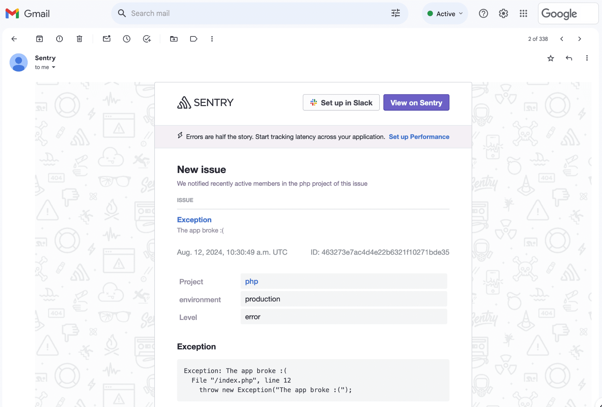 Error email
