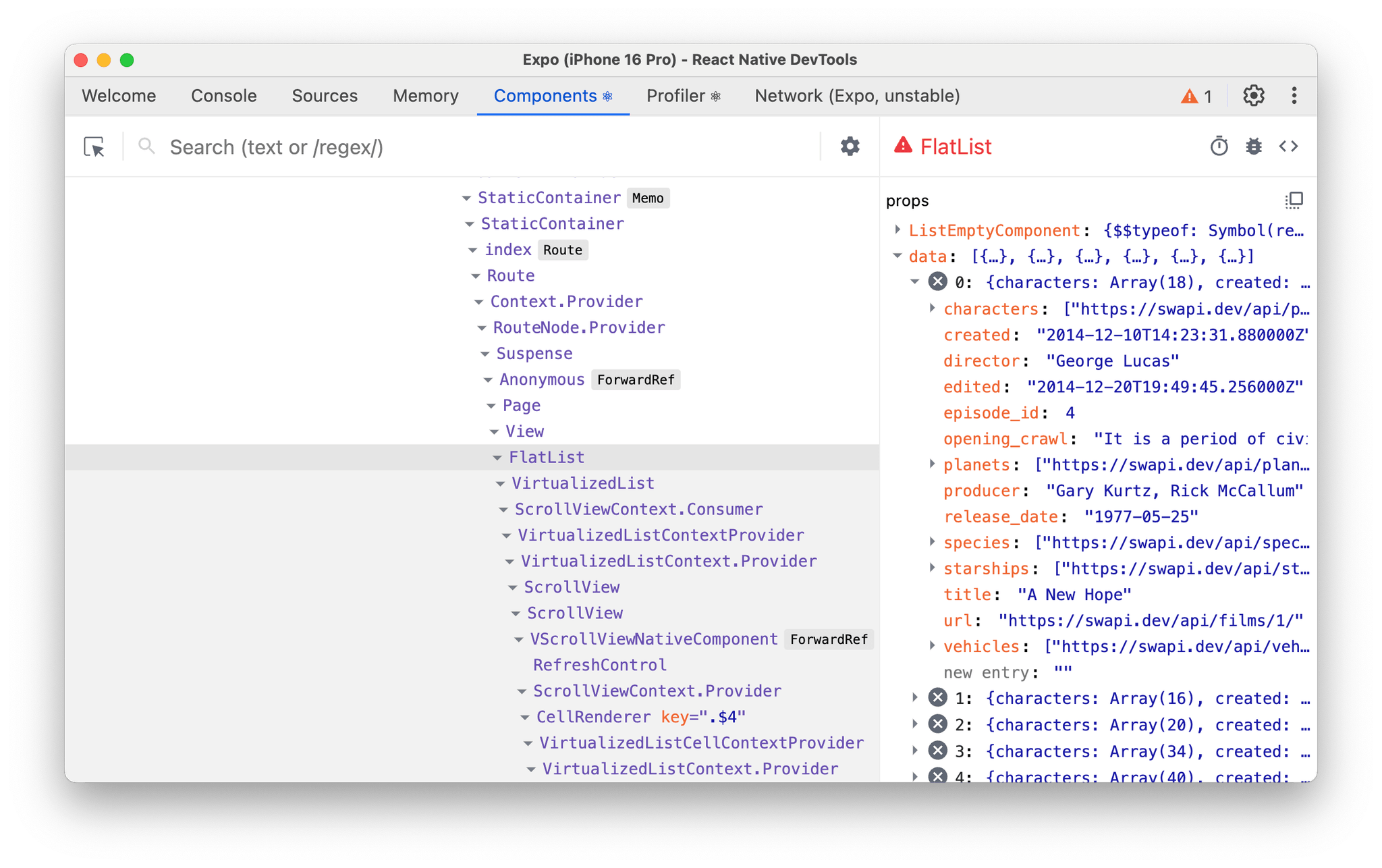 Inspect the component tree of your React Native app