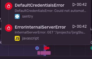 Default Credentials Error Replay Timeline