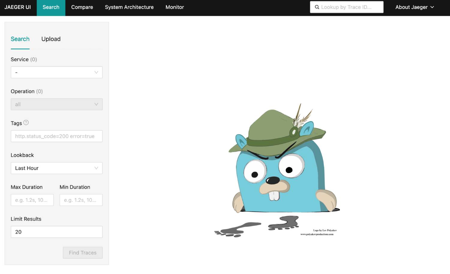 A screenshot of the Jaeger dashboard