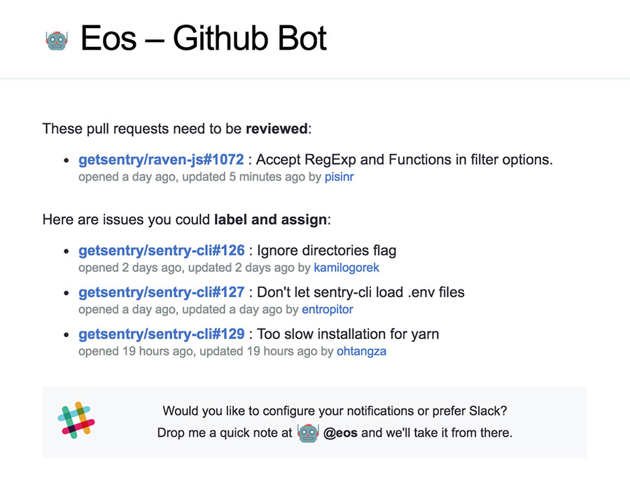 An email from Eos