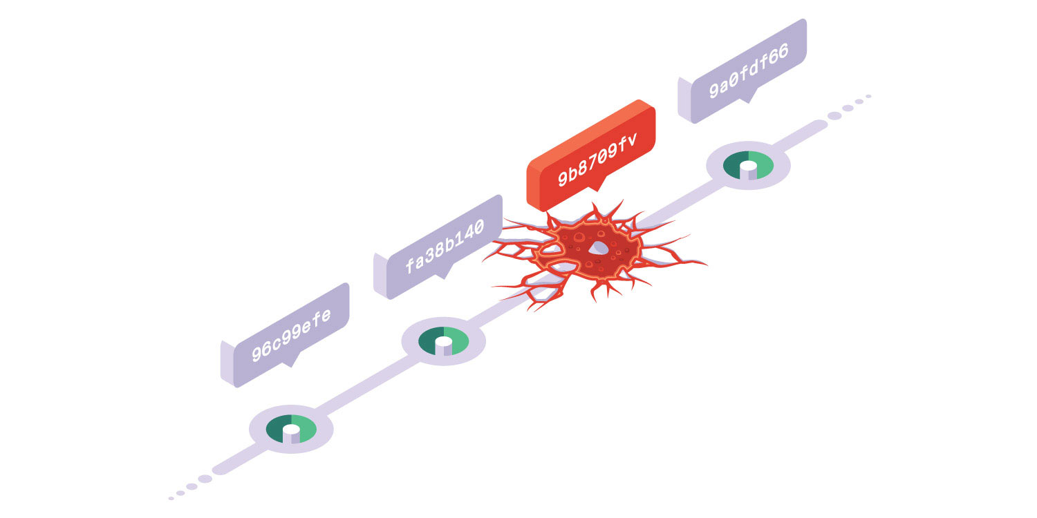 An image of a release graph displayed as floating platforms. One of the releases is crumbling, being engulphed by lava.